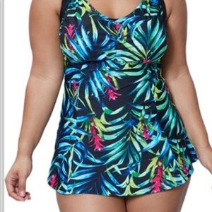 Tropical one piece swimsuit. New